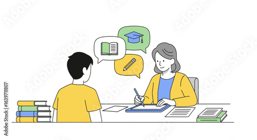 Creative academic mentorship illustration for educational environment learning