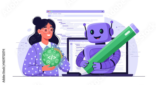 Collaborative coding effort between woman and robot for seamless integration