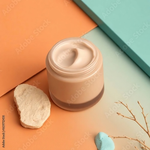 Elegant cream jar showcasing a luxurious beauty product, perfect for skincare and cosmetic brand visuals