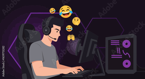 Esports enthusiastic engaging virtual streaming session in digital world