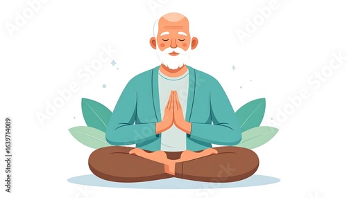Older man meditating peaceful pose