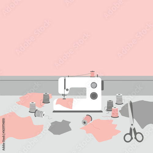 Sewing Machine Minimalist Pastel Design