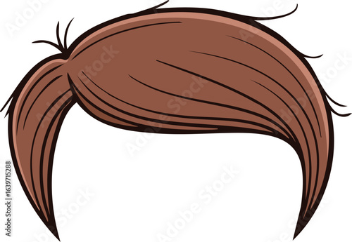 Cartoon illustration of a brown bob haircut, styled short and slightly tousled.