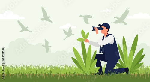 Ornithologist discovers avian wonders in picturesque natural setting, using optics