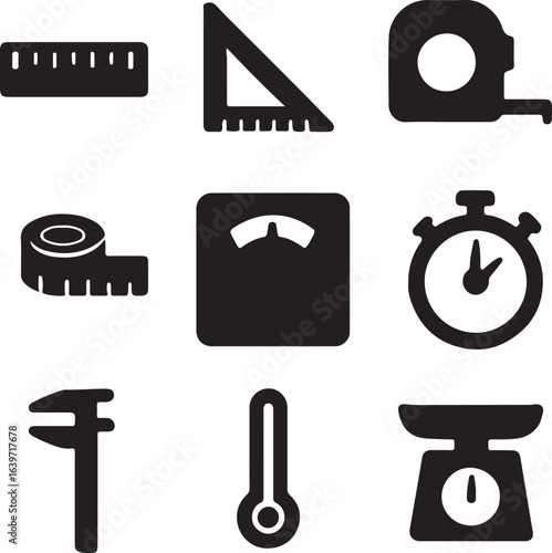 vector set of measurement tools icons