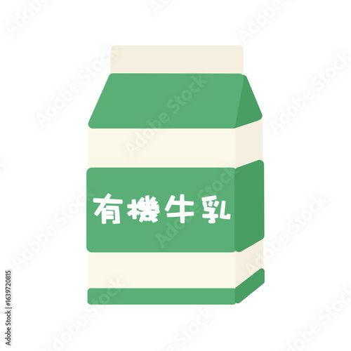 紙パック入りの有機牛乳　イラスト