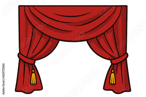 Red theater curtain with tassels in classic style red curtain with tassels