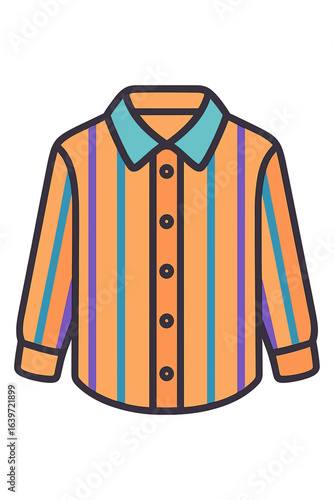 Colorful striped shirt with long sleeves and button closure button-down shirt ironed