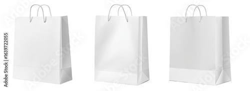 Three white paper shopping bags