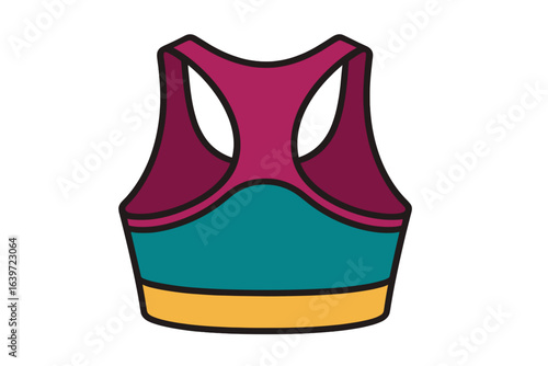 Colorful sports bra in flat design style with vibrant colors sports bra back view