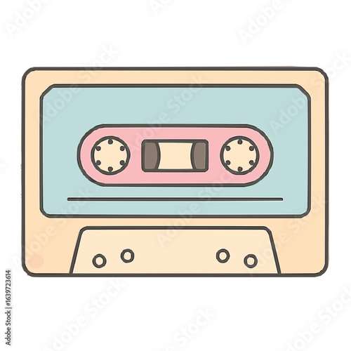 Retro cassette tape vector isolated on a white background, a vintage audio music object from the 80s