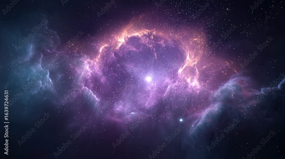 Fototapeta premium Spectacular Purple Nebula and Galaxy in Deep Outer Space