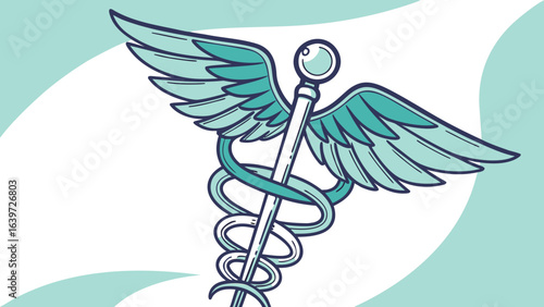 Caduceus medical symbol vector graphic for healthcare professionals and medicine design elements with wings and snake 100