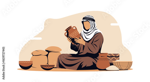 Conceptual depiction of traditional artisan craftsmanship in the Middle East