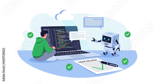 Engaging Illustration of Collaborative Code Review with Human and AI