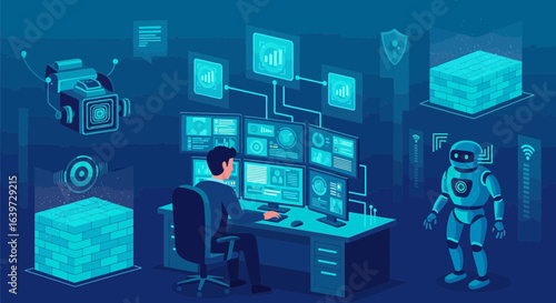 Illustrative depiction of artificial intelligence overseeing network operations