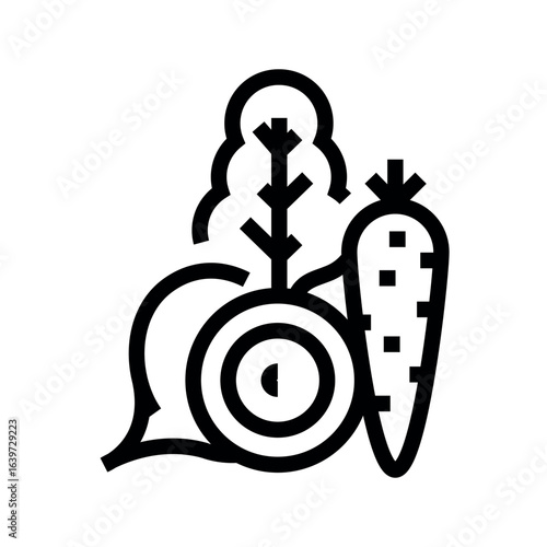 raw food black line icon for digital and print projects.  Minimal clean icons for apps and websites.