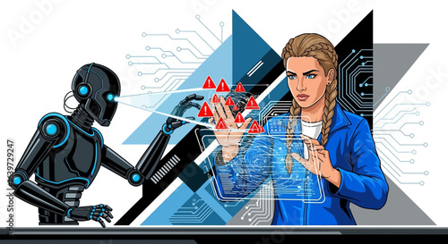 Human and robot collaboration for detecting security errors on digital panel