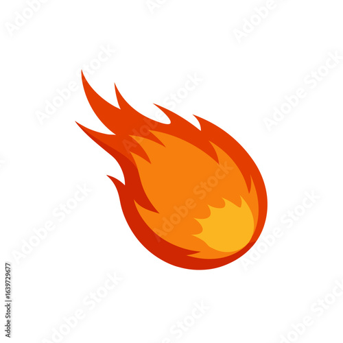 Illustration of a bright orange and yellow stylized fireball