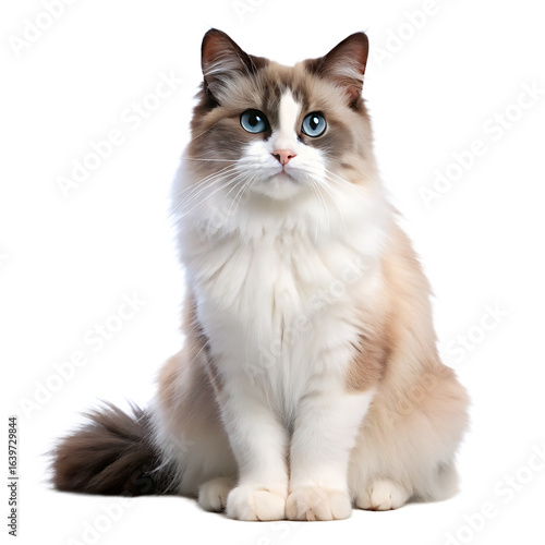  rag doll cat full body shot  isolated on white background  PNG , AI GENERATED