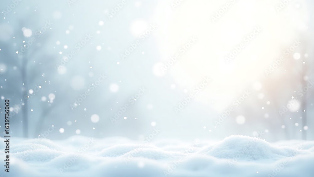 Soft snowfall in a sunlit winter forest Soft snowfall in a sunlit winter forest