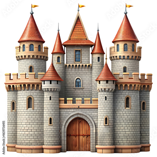 Majestic Medieval Fortress A Digital Depiction of Architectural Grandeur