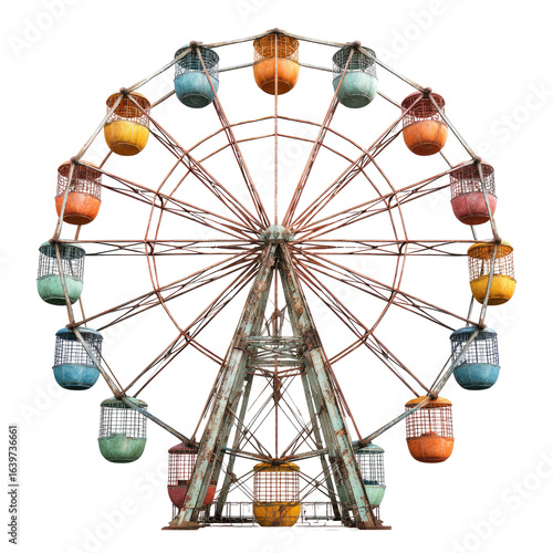 Rusty Ferris wheel at abandoned amusement park