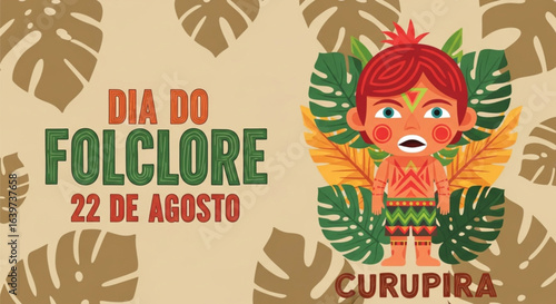 Ilustração vetorial de Curupira - Folclore Brasileiro