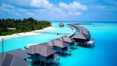 Turquoise Paradise: Aerial Views of Luxury Overwater Bungalows in the Maldives