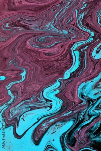 Blue and pink marbling pattern. Marble liquid texture. Ink marble background.