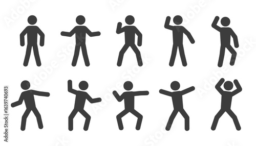 UntitledVector art of collection of stick figure poses isolated on white background, showing various actions, gestures, and movements of a simple human form in different positions and activities