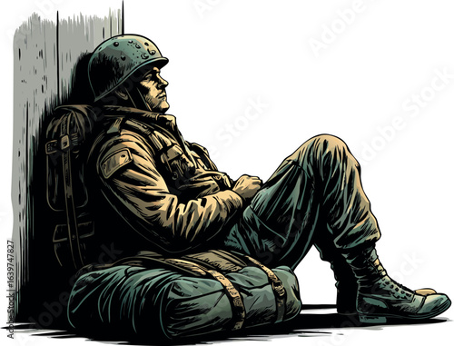 A special forces soldier in camouflage uniform and helmet holding a rifle during combat military operations