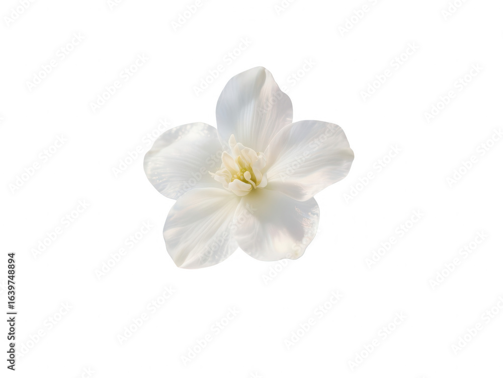 Obraz premium Elegant White Flower Blossom Isolated on White Background