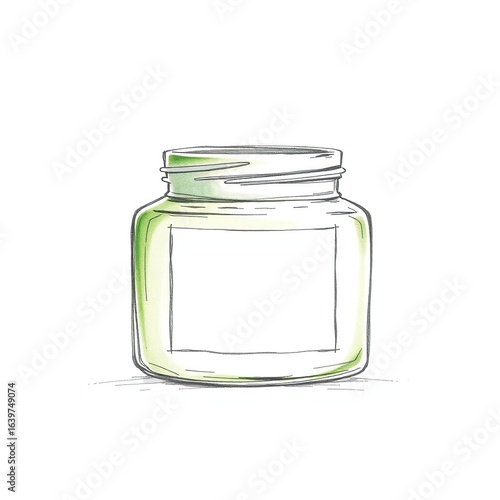 Empty Glass Jar with Sketch Style.