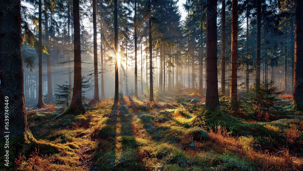 Fototapeta premium Pixelized Forest Sunlight