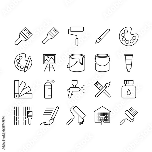 Painting tools line icon set.