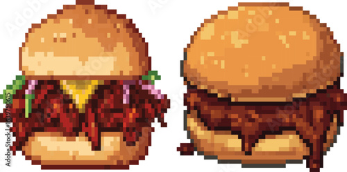 Pulled Pork And Sloppy Joe Burger Pixel Art