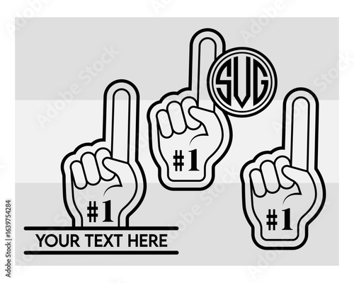 Fan Foam Fingers SVG Silhouette Bundle, Hands Up With Glove With Number One, Glove Svg, Hands Up Svg, Foam Hand Supporter, Fan Foam Fingers Png, Fan Foam Fingers Svg Images,