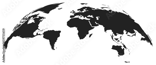 World map displayed on curved globe silhouette illustration