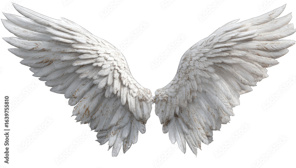 Fototapeta premium Pair of large, detailed white angel wings (1)