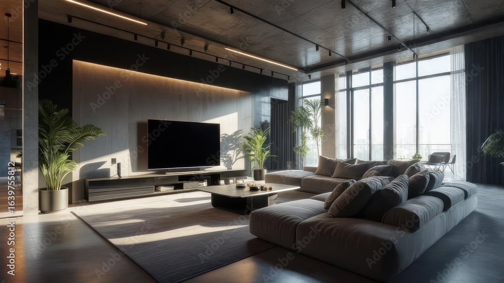 Fototapeta premium Modern loft living room