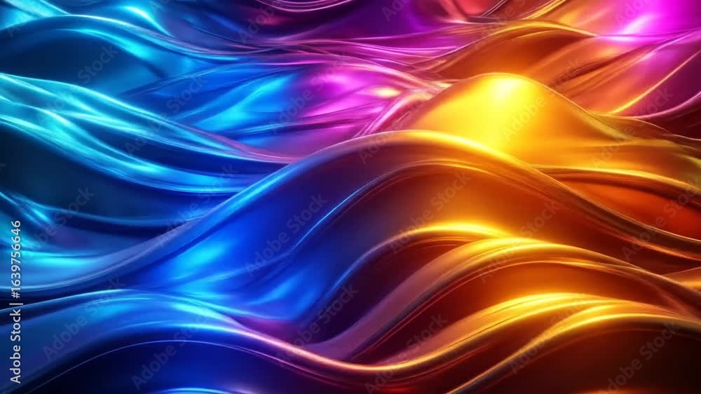 custom made wallpaper toronto digitalDynamic abstract background with vibrant colorful wavy lines featuring a blue, pink, and orange gradient, creating an energetic modern digital art on a dark background.