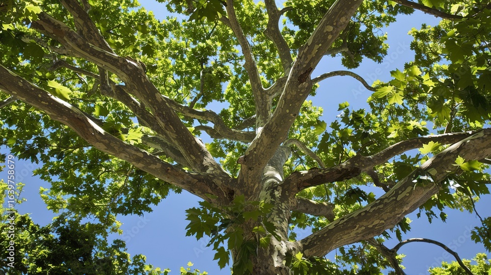 Majestic Sycamore Trees: Iconic Species with Large, Lobed Leaves, Smooth White Bark, and Spreading Canopies, Thriving in Urban Parks, Woodlands, and Riverbanks, Capturing Natural Beauty for Botanical Majestic Sycamore Trees: Iconic Species with Large, Lobed Leaves, Smooth White Bark, and Spreading Canopies, Thriving in Urban Parks, Woodlands, and Riverbanks, Capturing Natural Beauty for Botanical