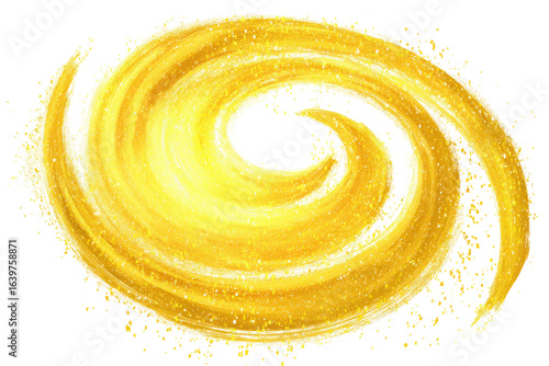 Golden spiral galaxy, swirling in gold