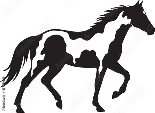 Galloping paint horse silhouette