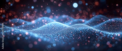 Agentic AI innovation: Autonomous virtual assistants for intelligent automation. Stunning Abstract Visualization of Data Waves with Vibrant Energy