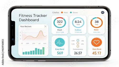 Track your fitness progress with a modern dashboard app on your smartphone for a healthy lifestyle