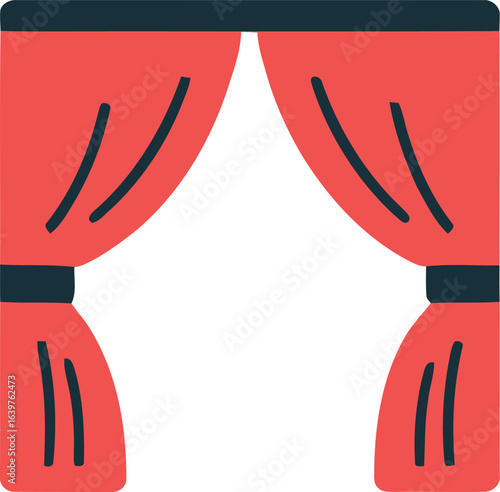 red theater curtains graphic clip art preview