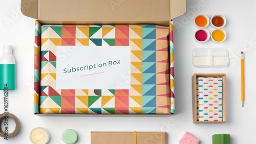 Discover curated delights in a vibrant subscription box filled with artistic supplies and creative inspiration