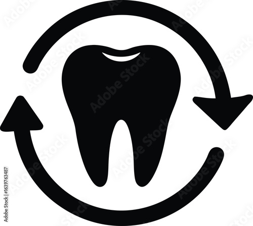 Dental care renewal cycle icon teal arrows tooth healthcare